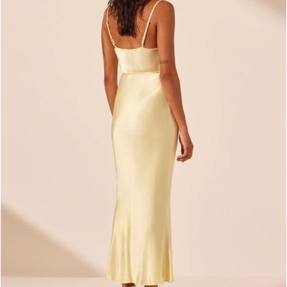 la lune bias cowl midi dress - lemon - Picture 6 of 8